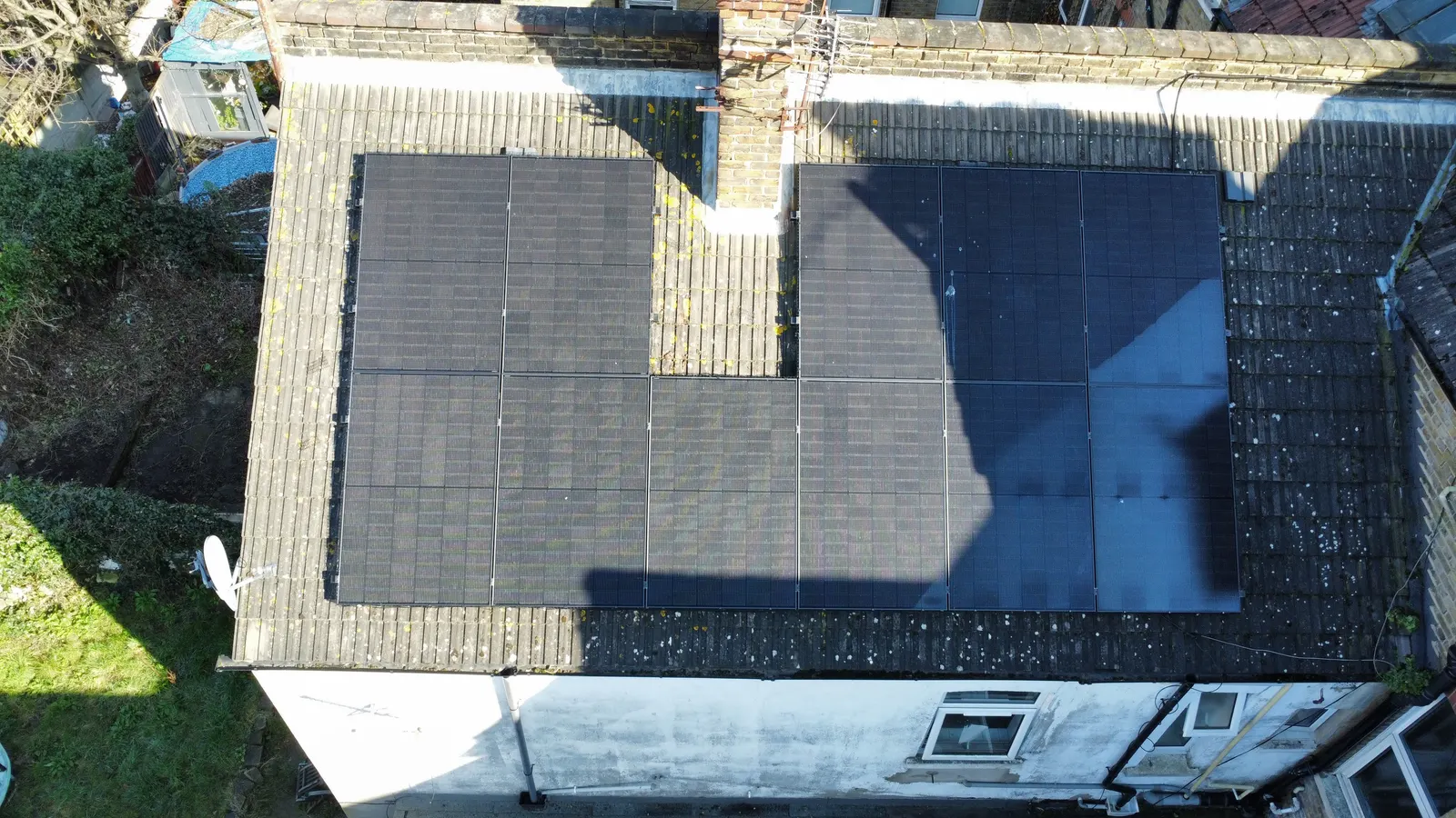 All-black solar panels across three roof sections in Southend-on-Sea