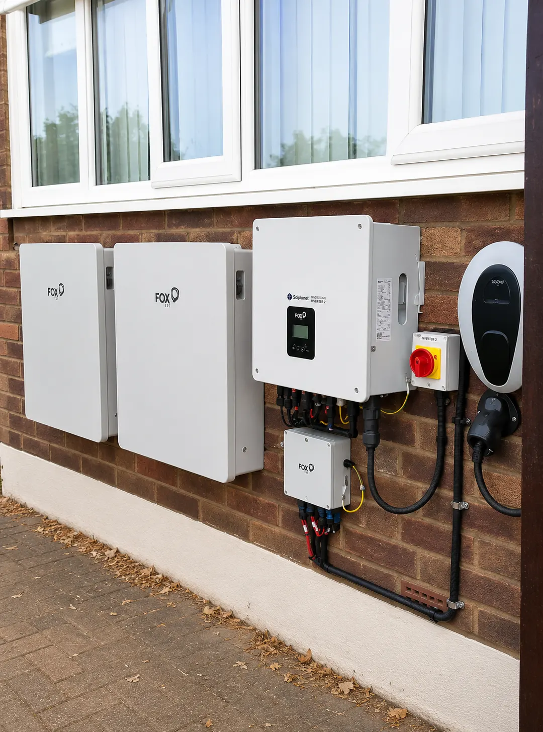 Twin Fox ESS batteries, hybrid inverter and EV charge point installed by ECONEXIS