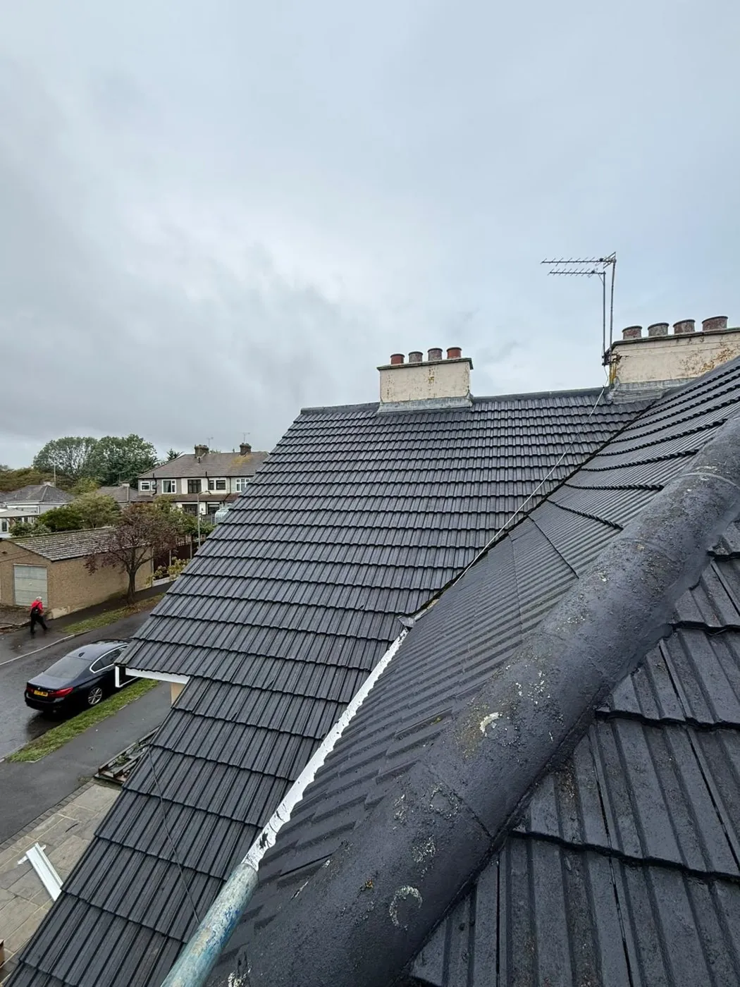 The roof that morning, before the panels