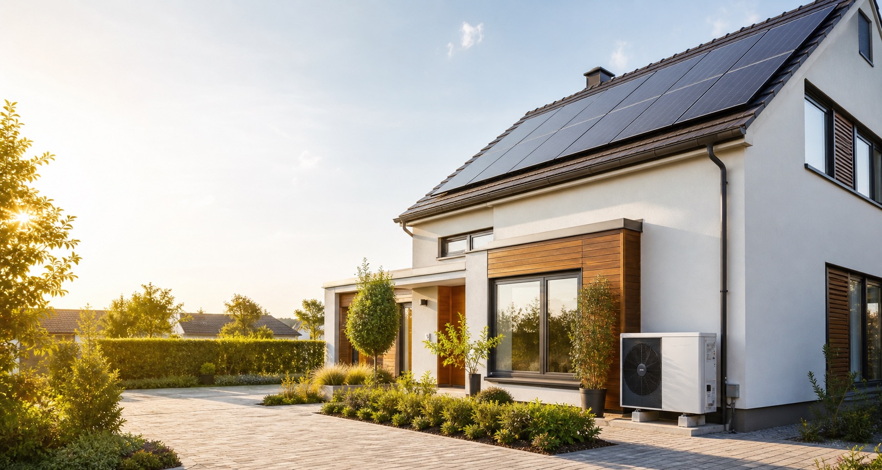 Home with air source heat pump